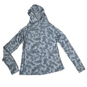 Free Fly Womens XS Blue Camo Lightweight Pullover II Bamboo Hoodie Top Shirt